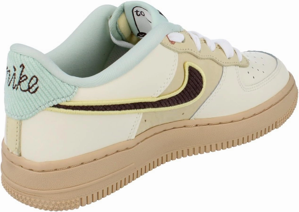 Nike Air Force 1 LV8 Big Kids' Shoes (HQ3473-122, Coconut Milk/Sesame/Seafoam/Baroque Brown)