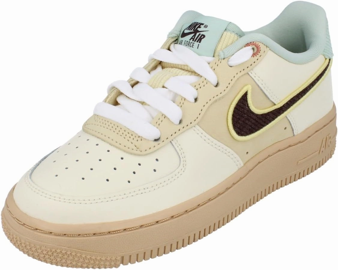 Nike Air Force 1 LV8 Big Kids' Shoes (HQ3473-122, Coconut Milk/Sesame/Seafoam/Baroque Brown)