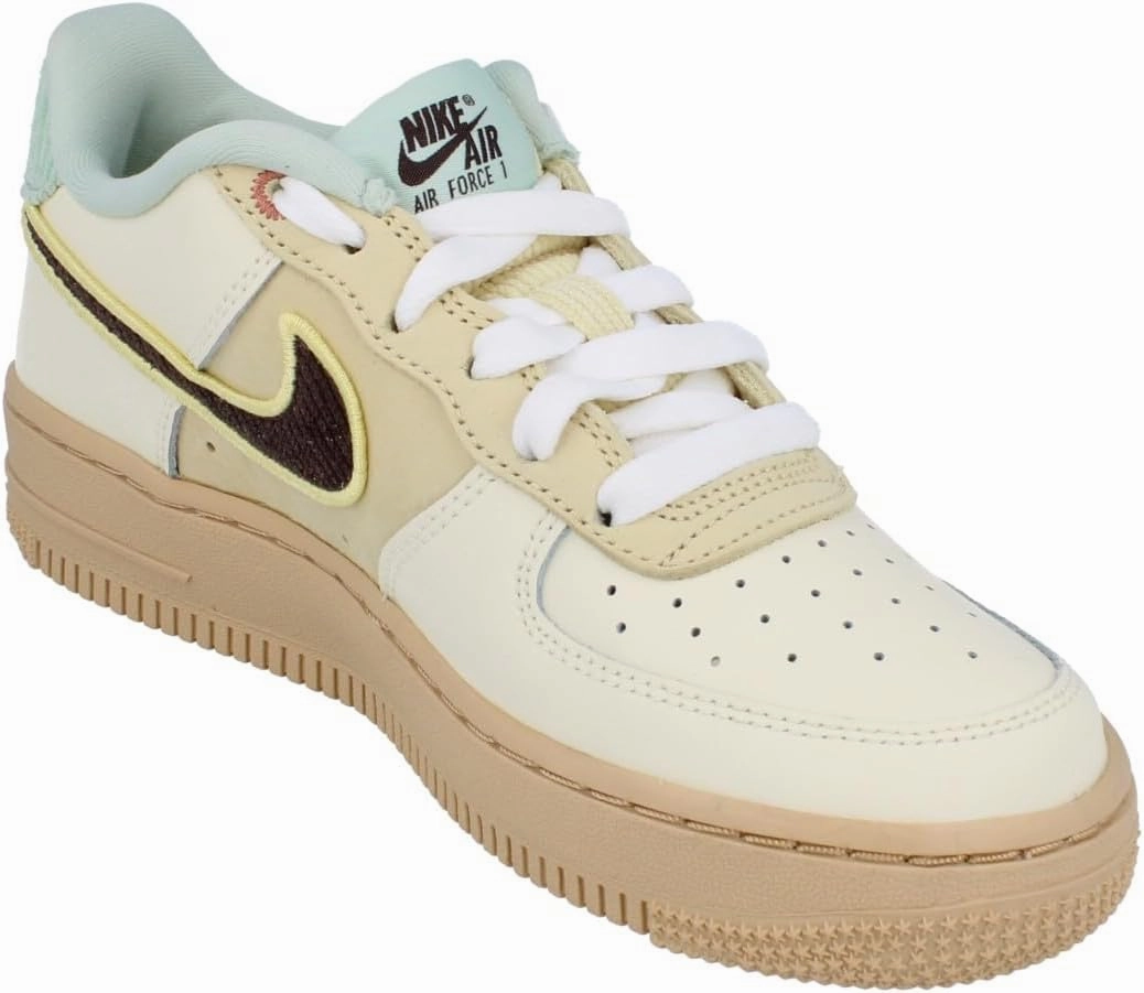 Nike Air Force 1 LV8 Big Kids' Shoes (HQ3473-122, Coconut Milk/Sesame/Seafoam/Baroque Brown)