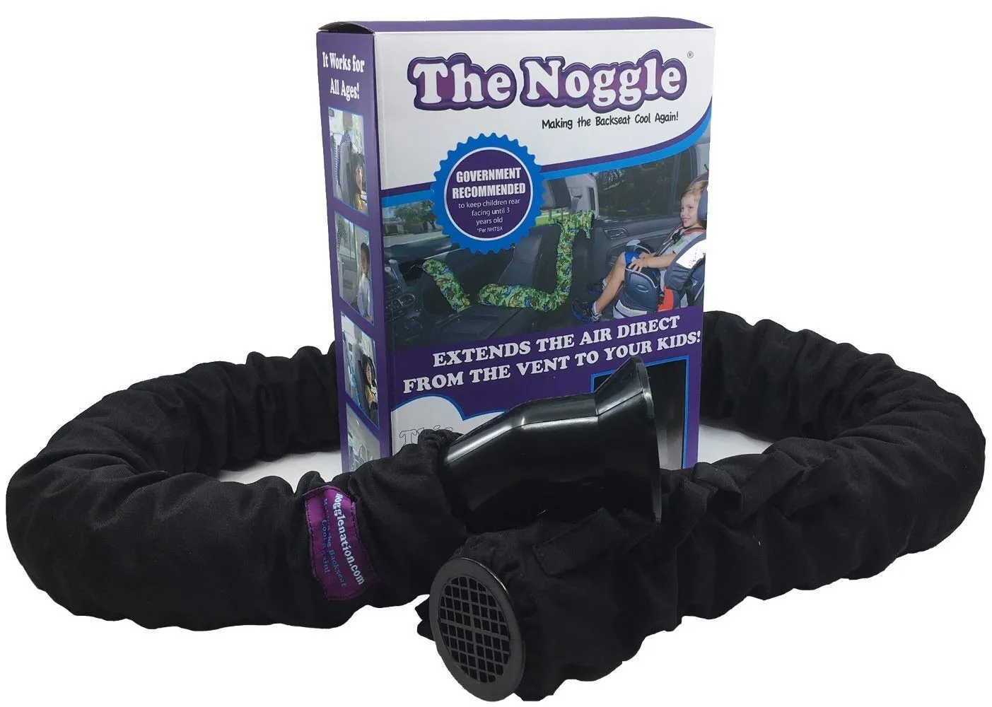 NOGGLE, 6ft - Kids Personal Air Conditioning System, Made in USA, Directs Cool Air to Children in The Backseat - Air Conditioning Vent Hose for Vehicles, Making The Back Seat Cool Again - Black