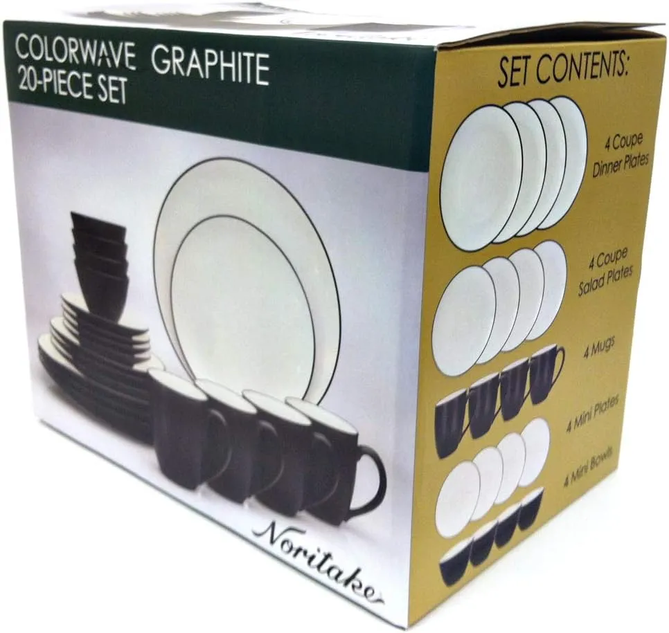 Noritake Colorwave Graphite 20-Piece Dinnerware Set, Service for 4