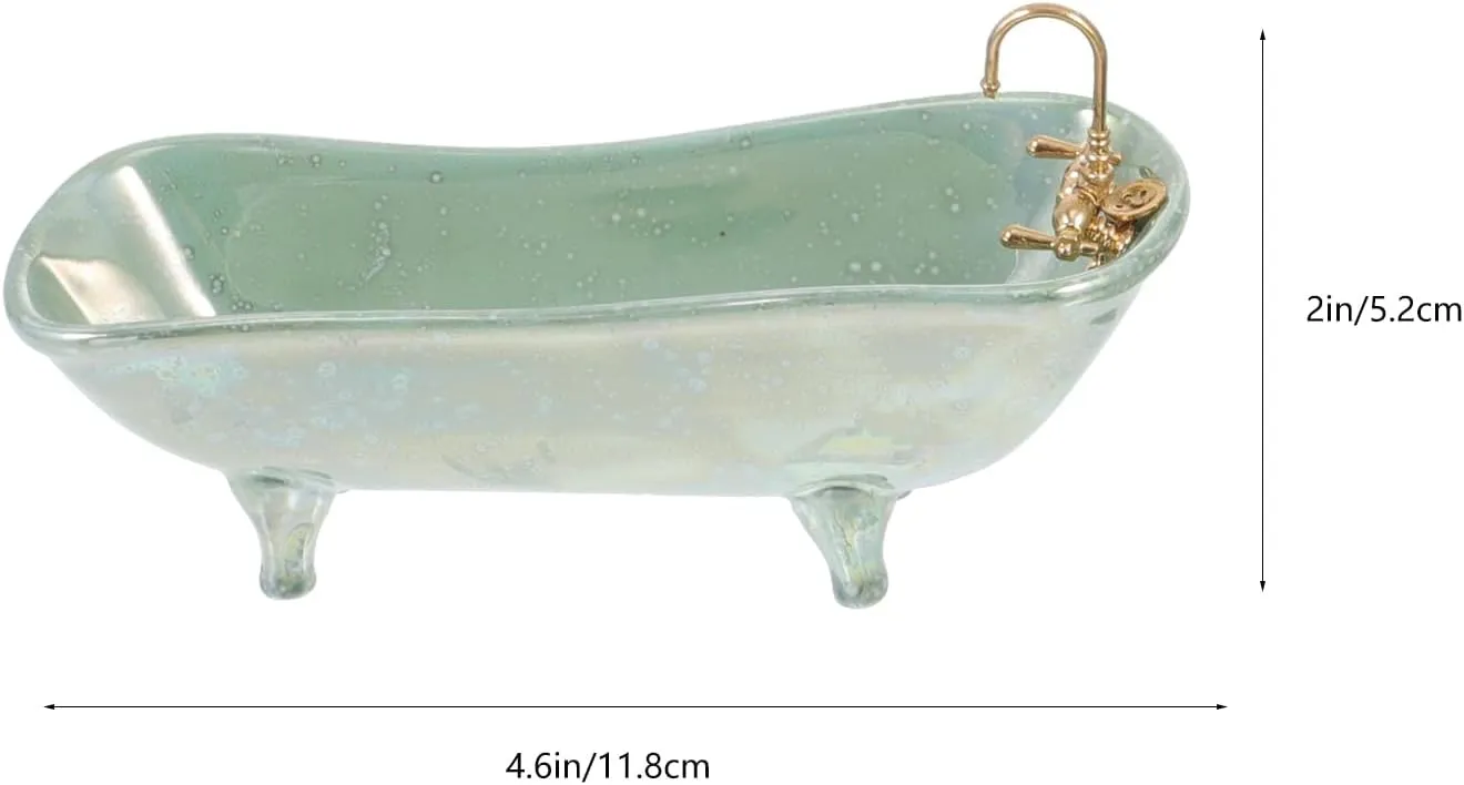 NUOBESTY Home Decor 1: 12 Miniature Porcelain Bathroom Set Toilet Basin Bathtub Mirror Miniature Ornaments for Doll House Plant Pot Decoraciones Para Salas De Casa