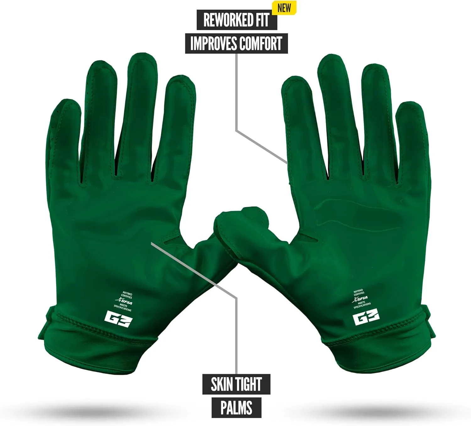 Nxtrnd G3 Pro Padded Football Gloves, Sticky Padded Receiver & Lineman Gloves