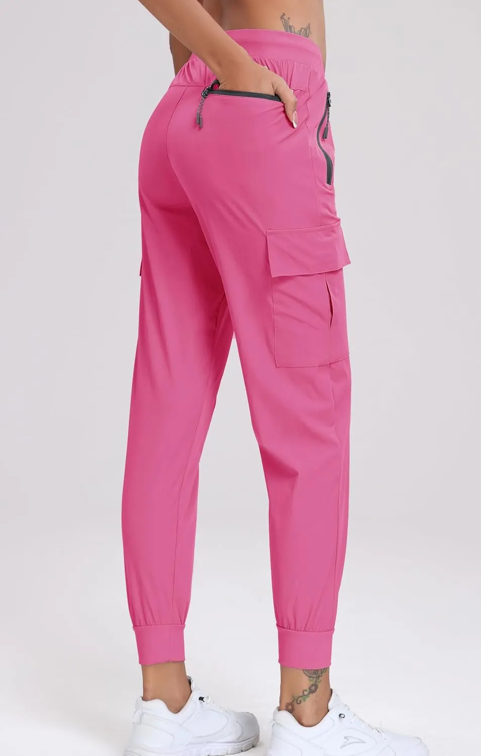 Oalka Women's Cargo Hiking Pants Lightweight Travel Pockets Joggers Quick Dry