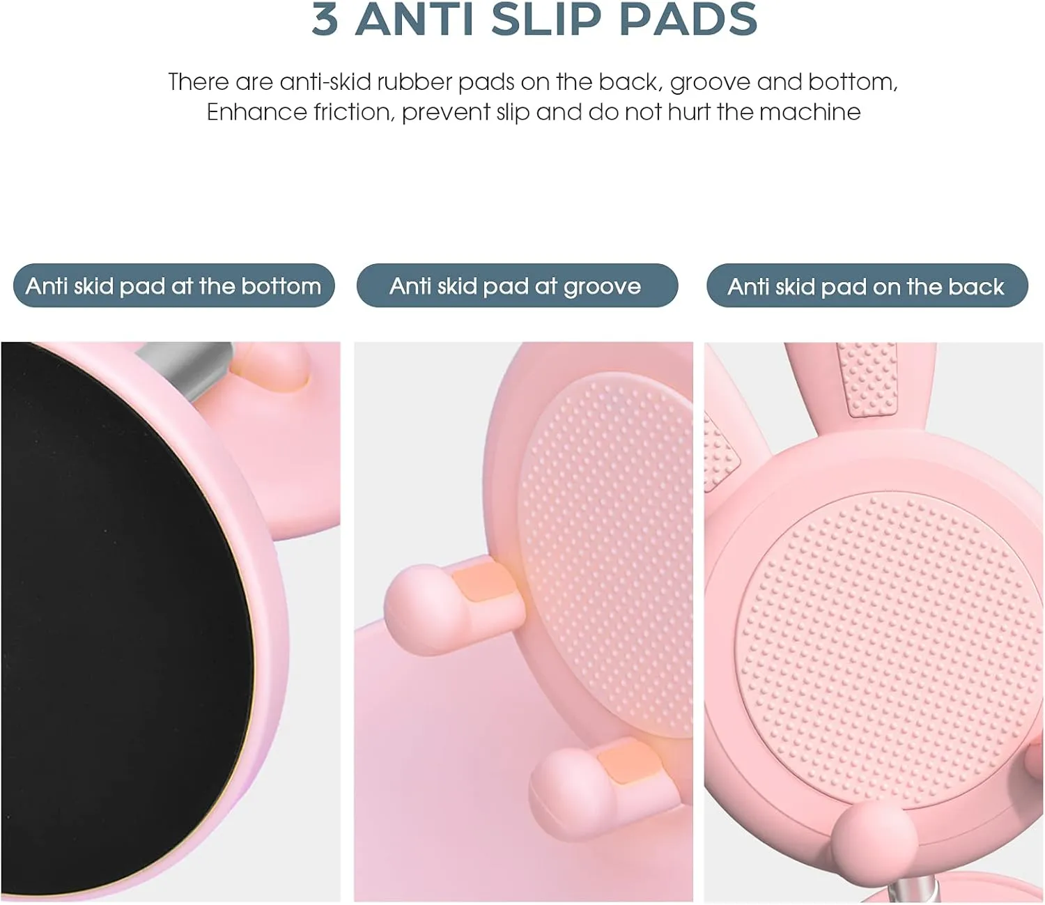 OATSBASF Cute Cell Phone Stand, Adjustable Bunny Phone Stand for Desk, Thick Case Friendly Holder Compatible with iPhone, Kindle, iPad, Switch, All Phones (Pink)