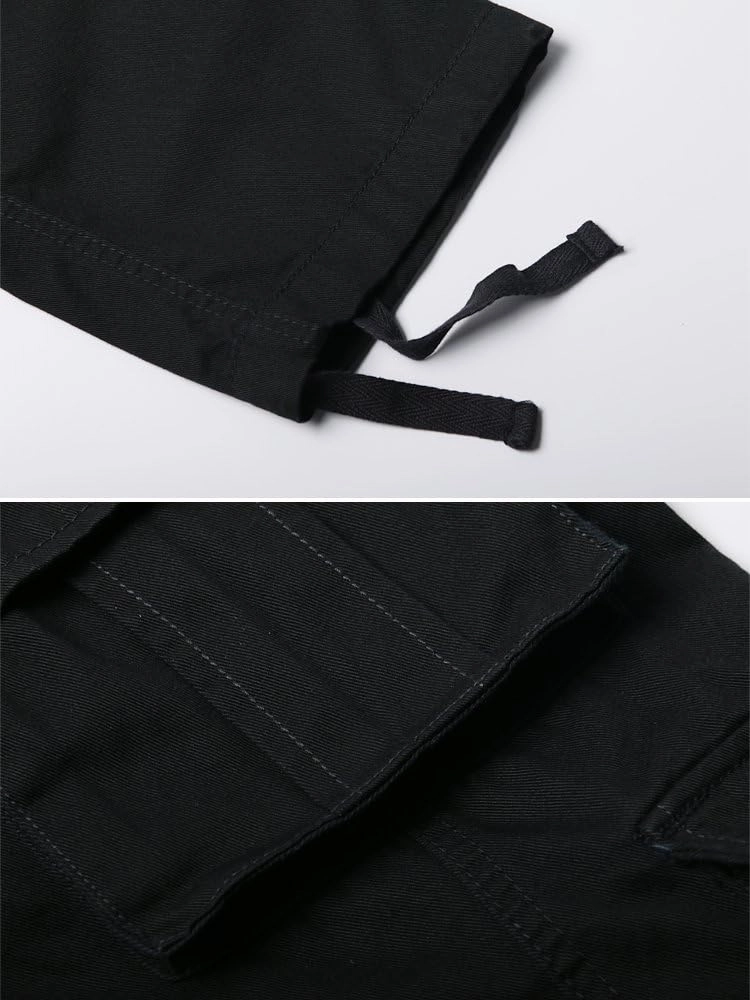 OCHENTA Men's Cotton Casual Cargo Work Pants Baggy Camo Tactical Combat Trousers with 8 Pockets (No Belt)
