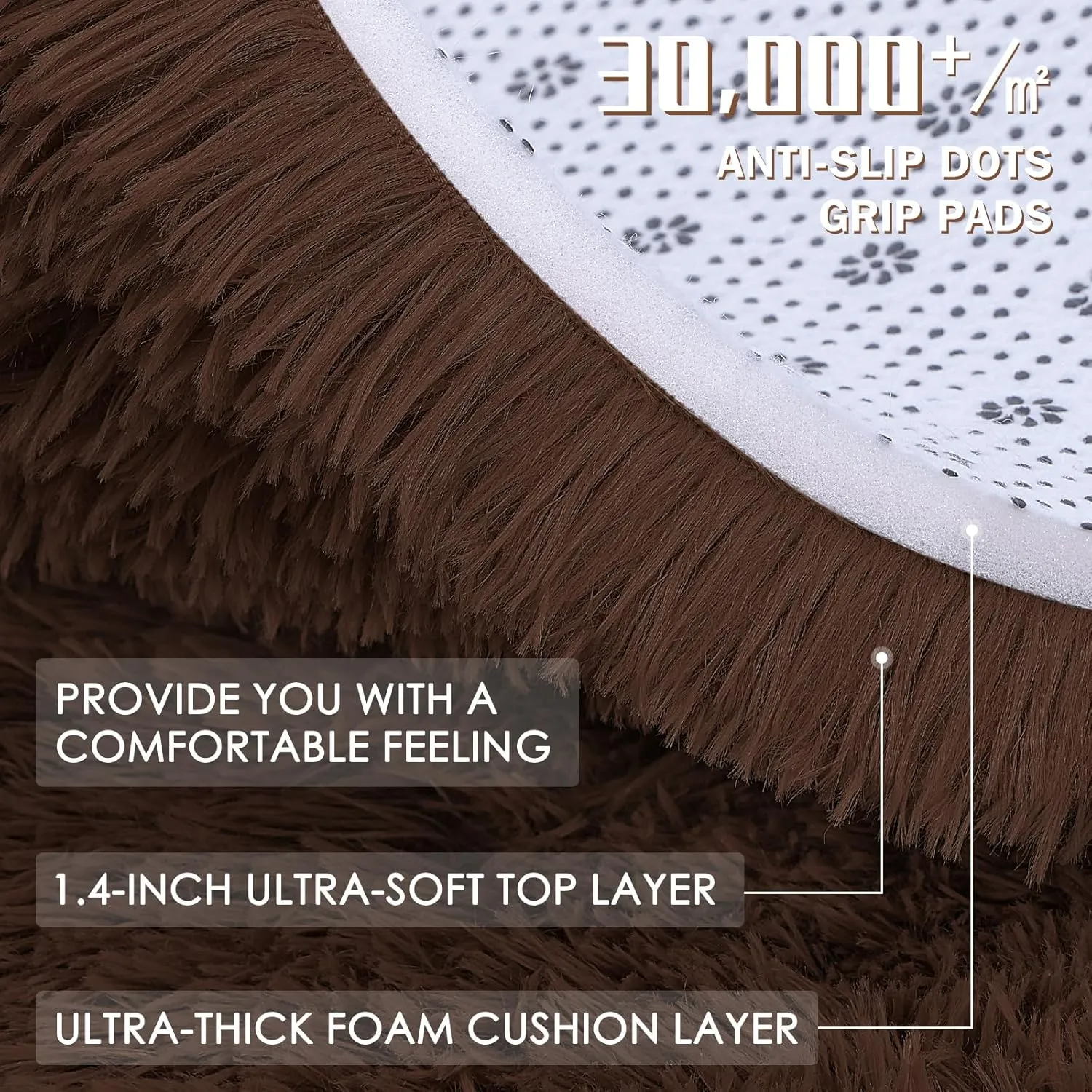 OLANLY 2x8 Machine Washable Runner Rugs for Hallway, Soft Fluffy Shaggy Bedside Rugs for Bedroom, Living Room, Indoor Floor Carpet for Kids Girls and Boys, Nursery Rooms, Home Decor Aesthetic, Coffee