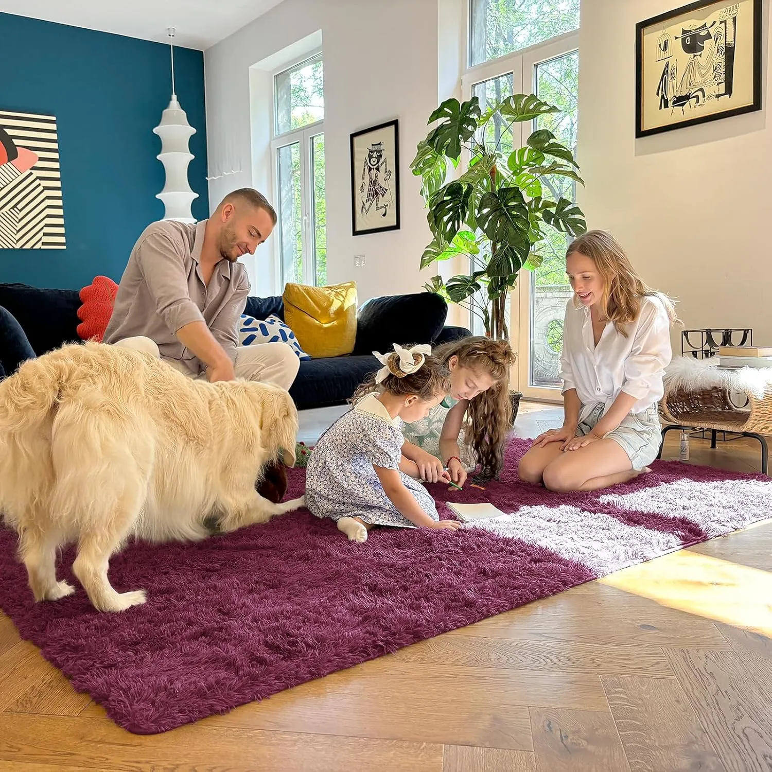 OLANLY 2x8 Machine Washable Runner Rugs for Hallway, Soft Fluffy Shaggy Bedside Rugs for Bedroom, Living Room, Indoor Floor Carpet for Kids Girls Boys, Nursery Rooms, Home Decor Aesthetic, Burgundy