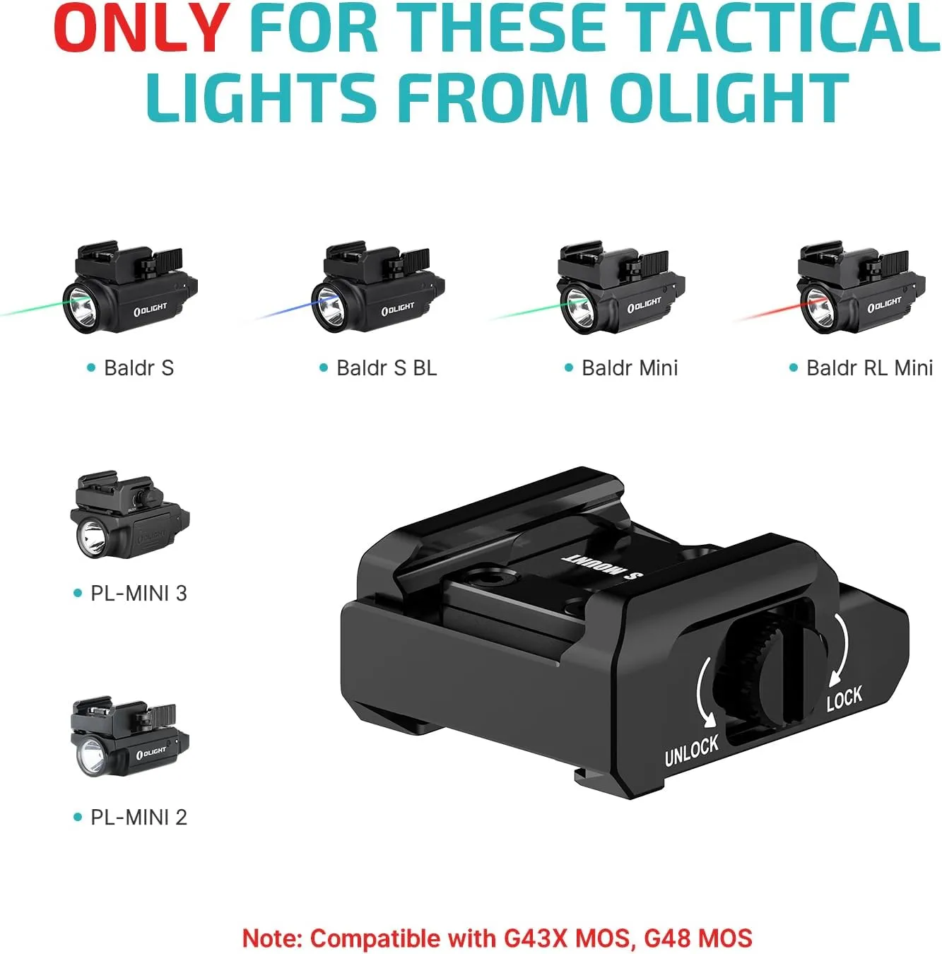 OLIGHT Rail Mount for Tactical Light, Compatible with Different Set-ups, Fits with Baldr S/BL/Mini/RLMini, PL-Mini 3/2