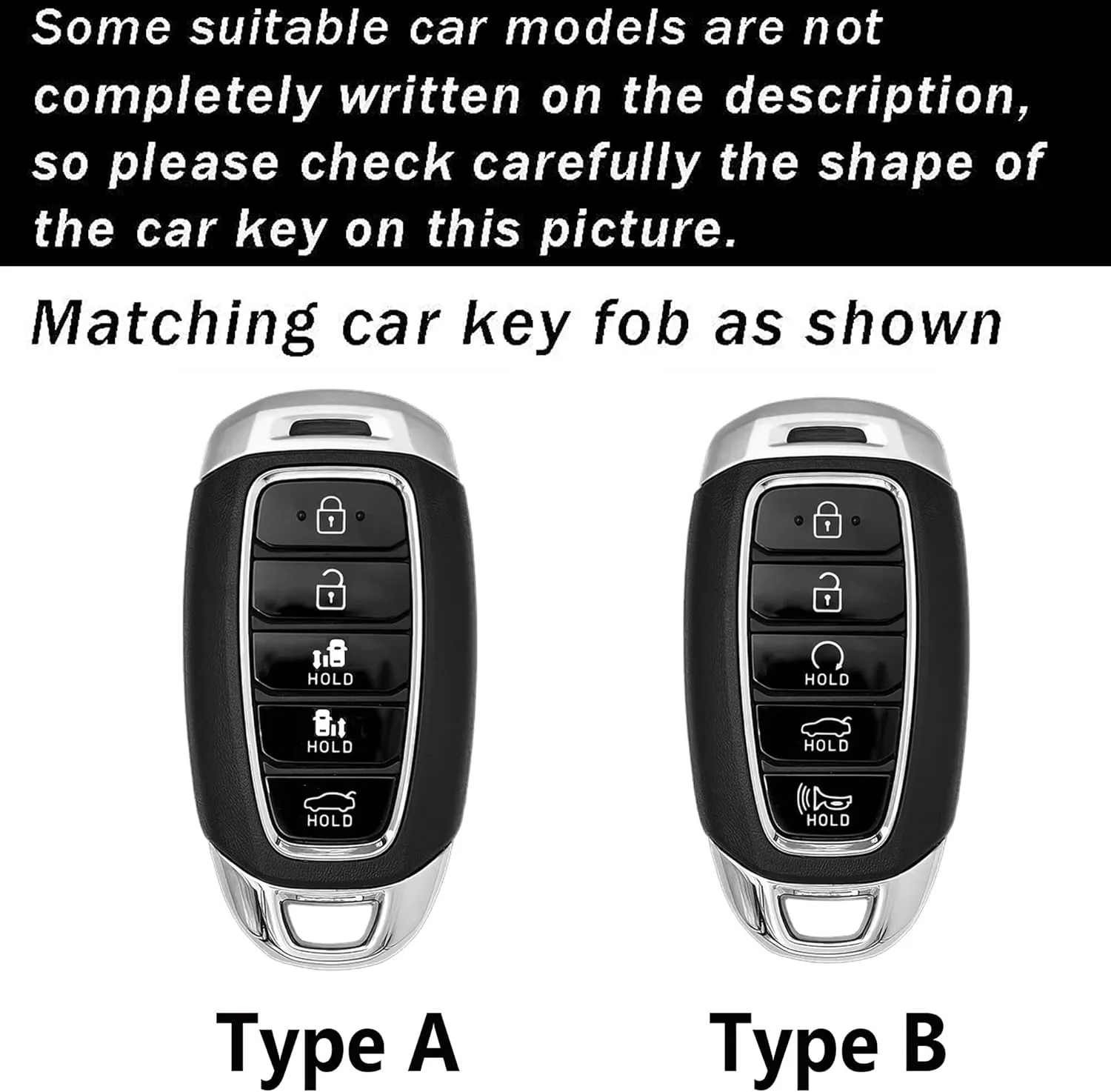 ontto 5-Button Car Key Bag Solid Key Holder Metal and Leather Key Fob Cover Compatible with Hyundai Elantra Grandeur Accent Solaris Sonata Palisade Kona Creta I20 I30 IX35 IX25 Accessories Black