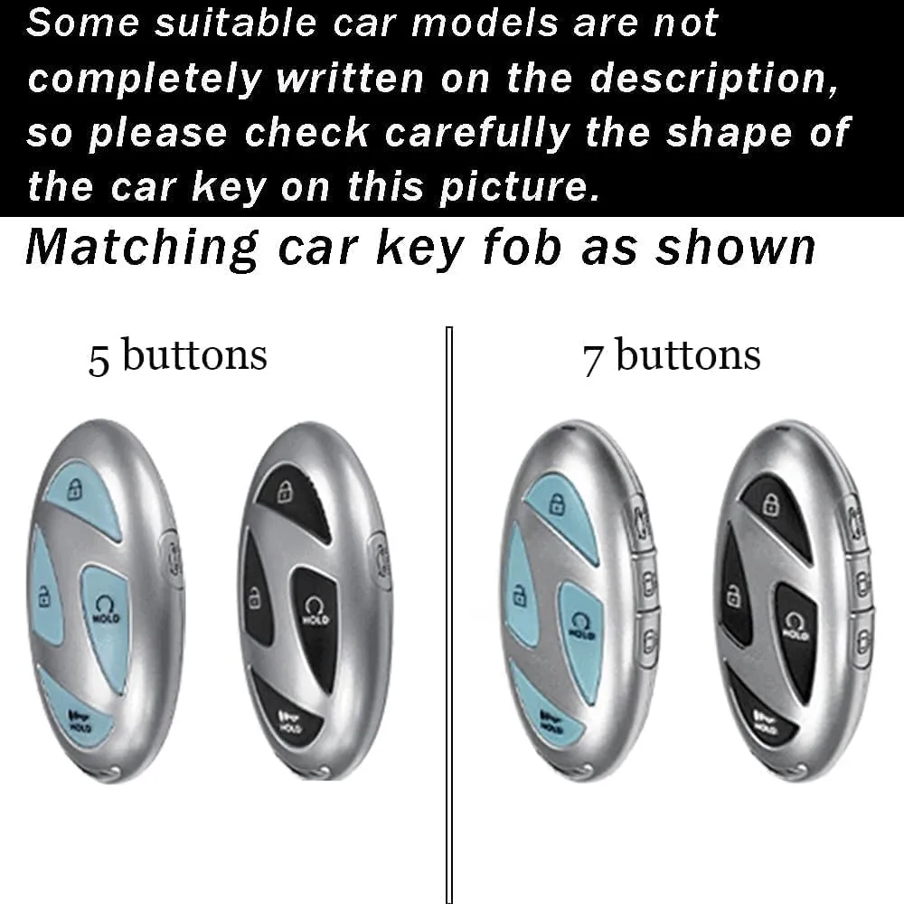 ontto 7-button Key Fob Protector Fit for Hyundai Ioniq 6 2023 Key Remote Solid Car Key Cover Fit for Hyundai Grandeur GN7 Kona 2024,Metal and Silicone Key Case for Hyundai Elantra 2023 2025,Silver