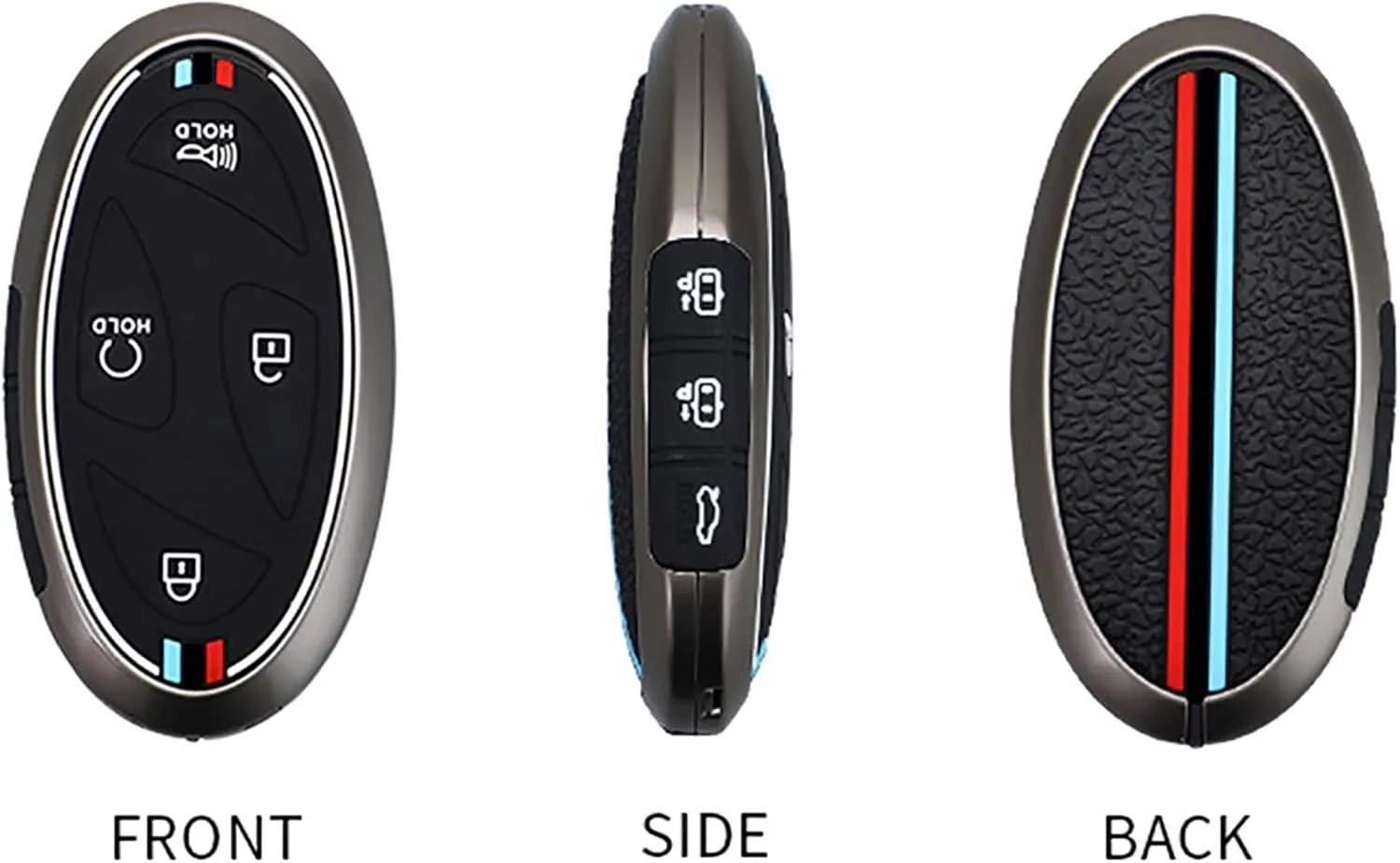 ontto 7-button Key Fob Protector Fit for Hyundai Ioniq 6 2023 Key Remote Solid Car Key Cover Fit for Hyundai Grandeur GN7 Kona 2024,Metal and Silicone Key Case for Hyundai Elantra 2023 2025,Silver