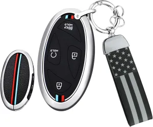 ontto 7-button Key Fob Protector Fit for Hyundai Ioniq 6 2023 Key Remote Solid Car Key Cover Fit for Hyundai Grandeur GN7 Kona 2024,Metal and Silicone Key Case for Hyundai Elantra 2023 2025,Silver