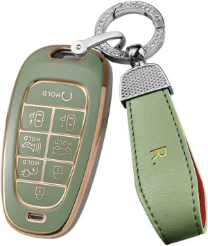 ontto 8-Button Smart Remote Key Fob Case Compatible with Hyundai Sonata Sel IONIQ 5 Nexo Tucson Sonata 2020 Grandeur 2020 Sonata Limited Sorento Green