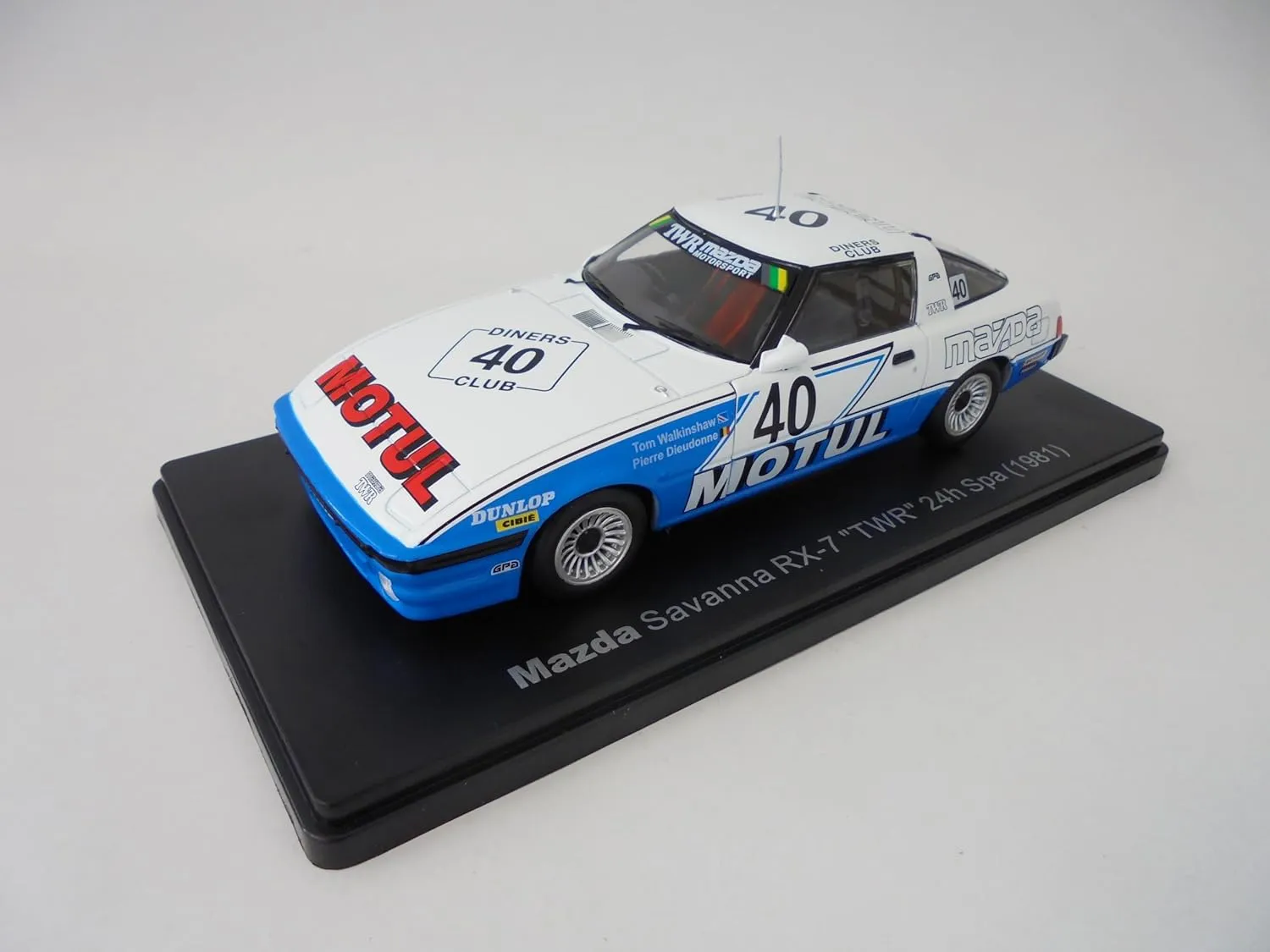 OPO 10 - 1/24 Miniature car Compatible with Mazda Savanna RX-7 "TWR 24h Spa (1981) - Diecast Model car VQJ184