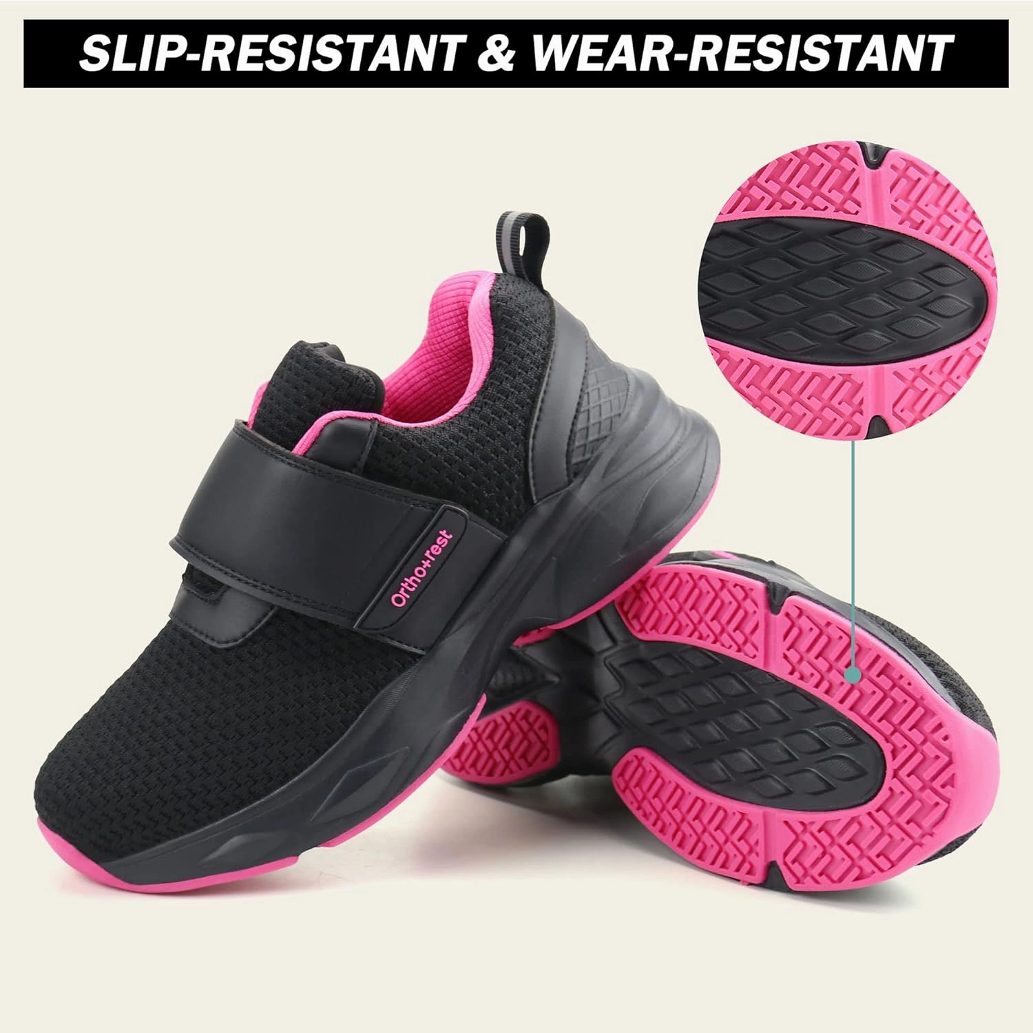 Ortho rest Women Diabetic Shoes with Adjustable Closure Orthopedic Walking Shoes Edema Shoes for Swollen Feet