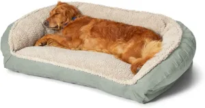 Orvis ComfortFill-Eco Bolster Dog Bed W/Fleece, Basil - Small
