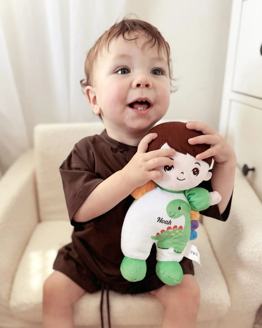 OUOZZZ Soft Baby Boy Doll- My Buddy Doll Birthday Gifts for Boys Plush Dinosaur Toy for Toddlers Little Kids Infants Big Brother