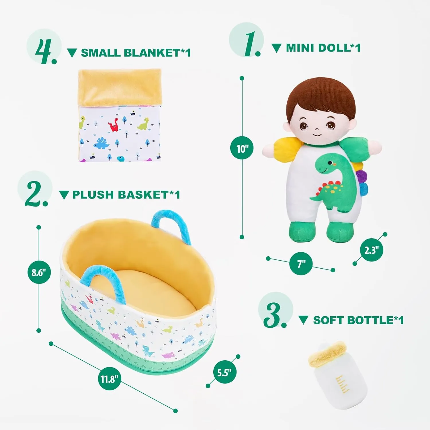 OUOZZZ Soft Baby Boy Doll- My Buddy Doll Birthday Gifts for Boys Plush Dinosaur Toy for Toddlers Little Kids Infants Big Brother