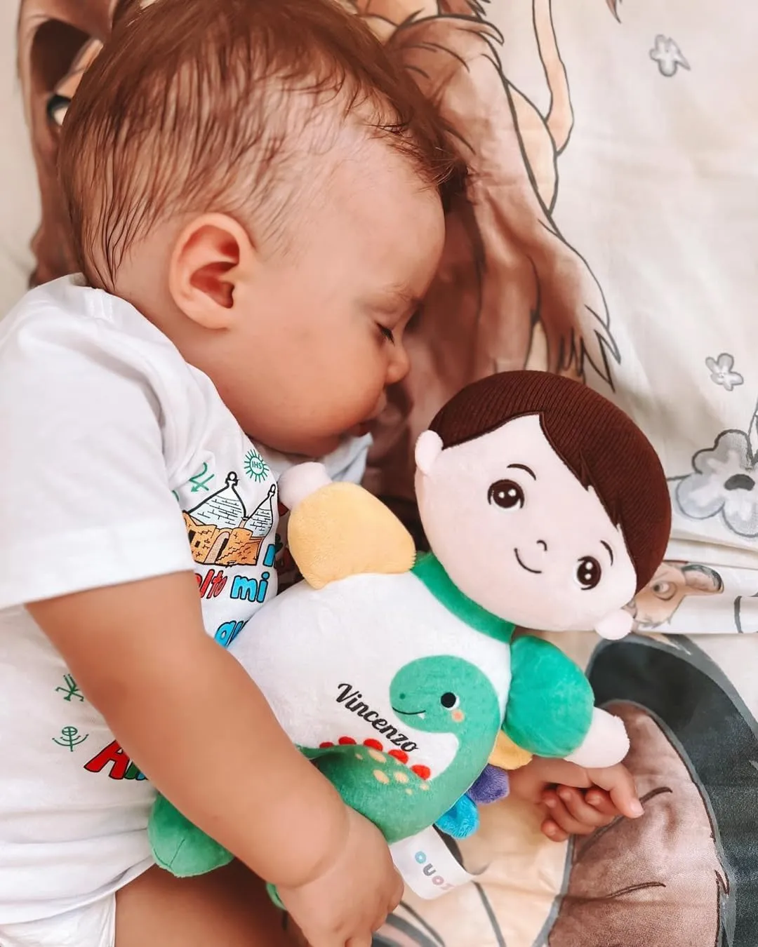 OUOZZZ Soft Baby Boy Doll- My Buddy Doll Birthday Gifts for Boys Plush Dinosaur Toy for Toddlers Little Kids Infants Big Brother