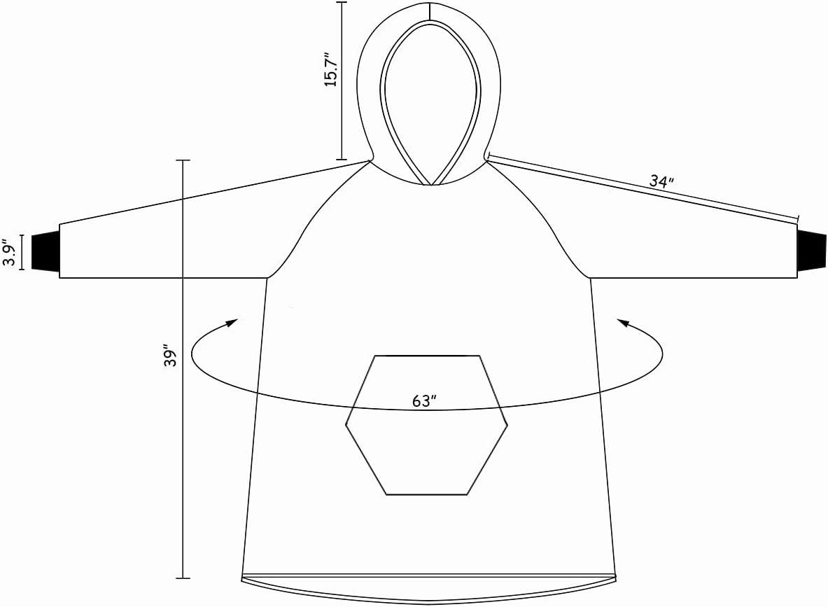 Oversize Wearable Blanket Sweatshirt with Hood Pocket Sleeves Warm Comfortable Plush Hooded Blanket