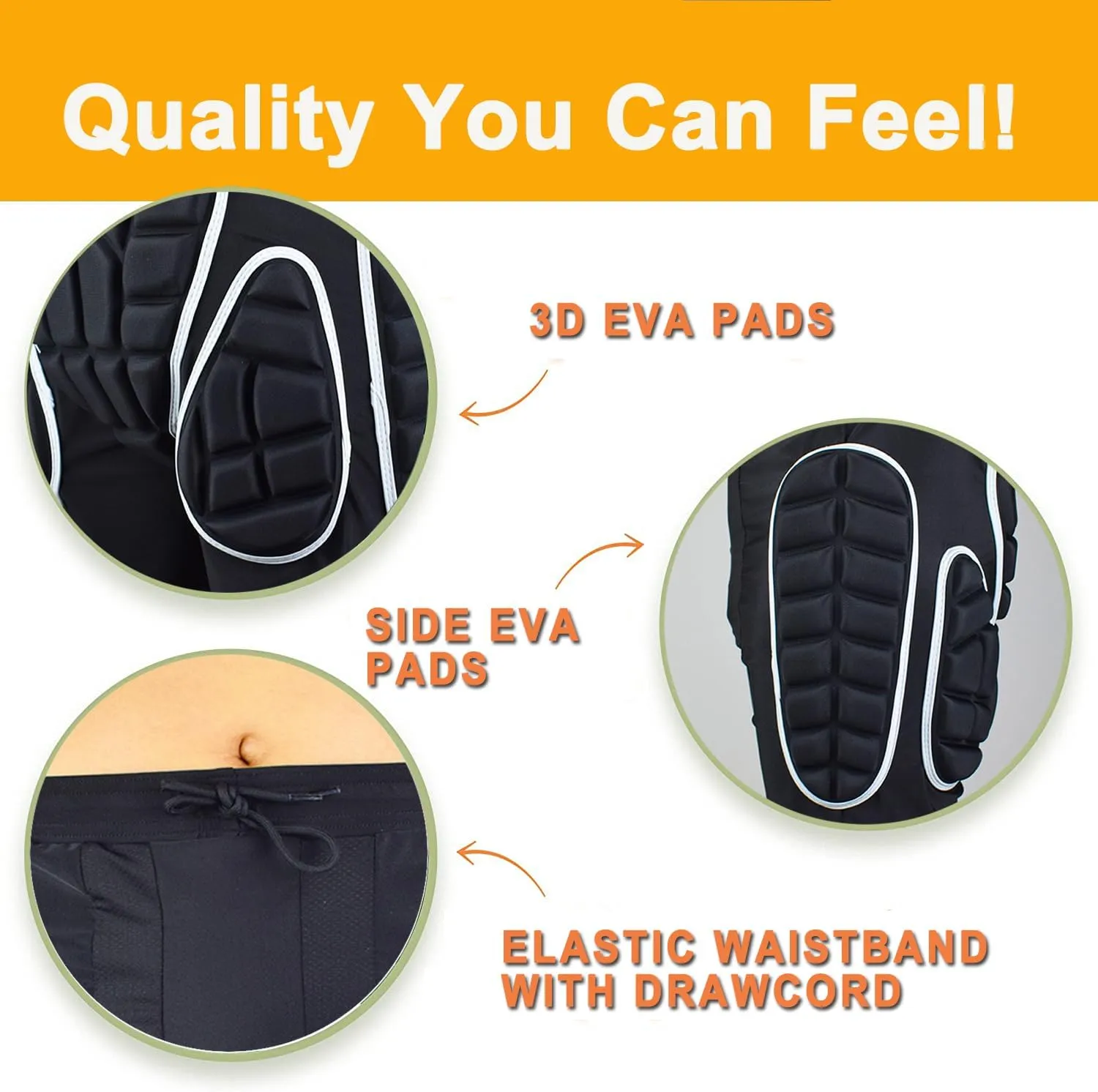 Padded Shorts Snowboarding Skating for Men Women, Butt Pads Hip Protection Shorts