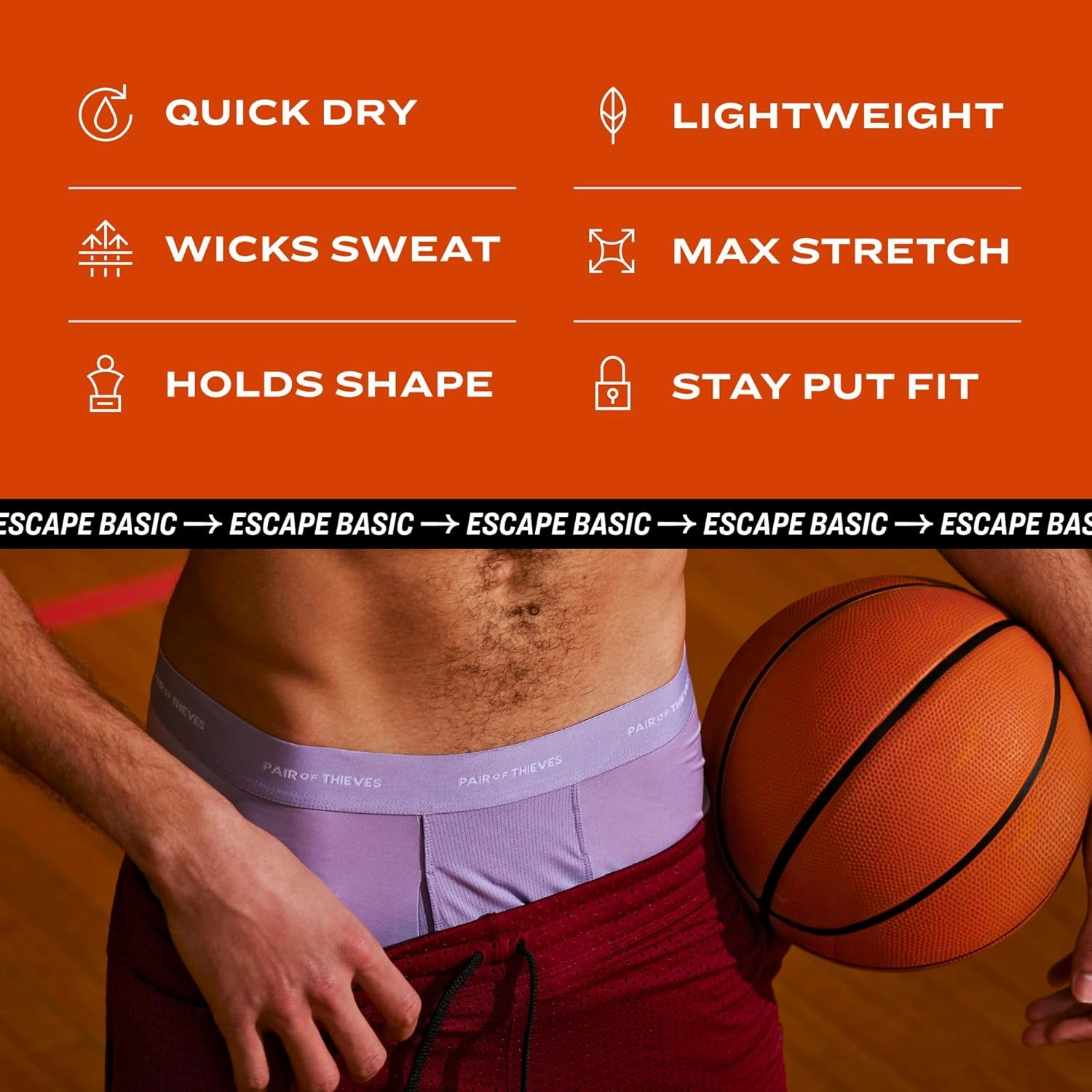 Pair of Thieves Men's Quick Dry Action Blend Boxer Briefs 3 Pack - Moisture-Wicking & Breathable for All-Day Comfort