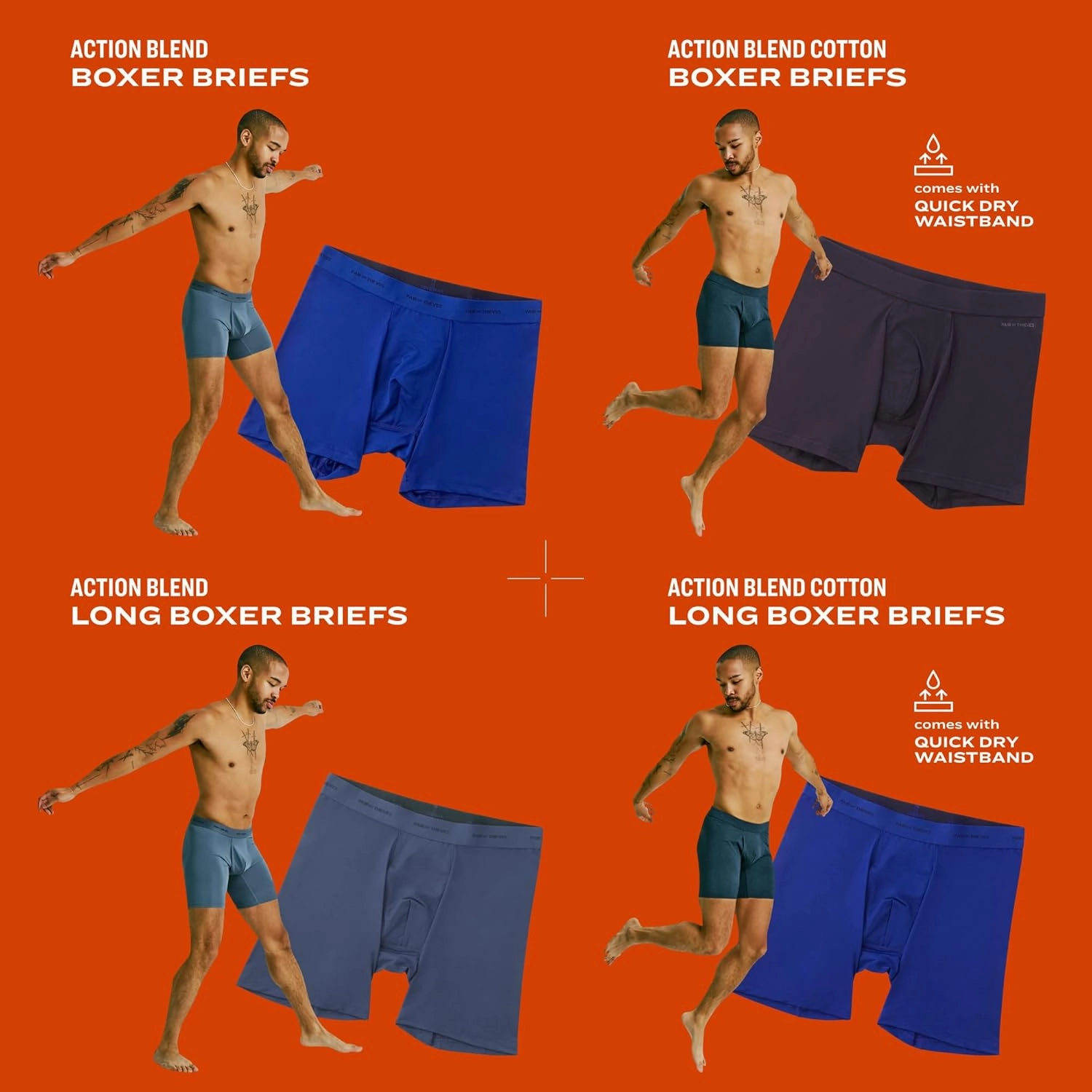 Pair of Thieves Men's Quick Dry Action Blend Boxer Briefs 3 Pack - Moisture-Wicking & Breathable for All-Day Comfort