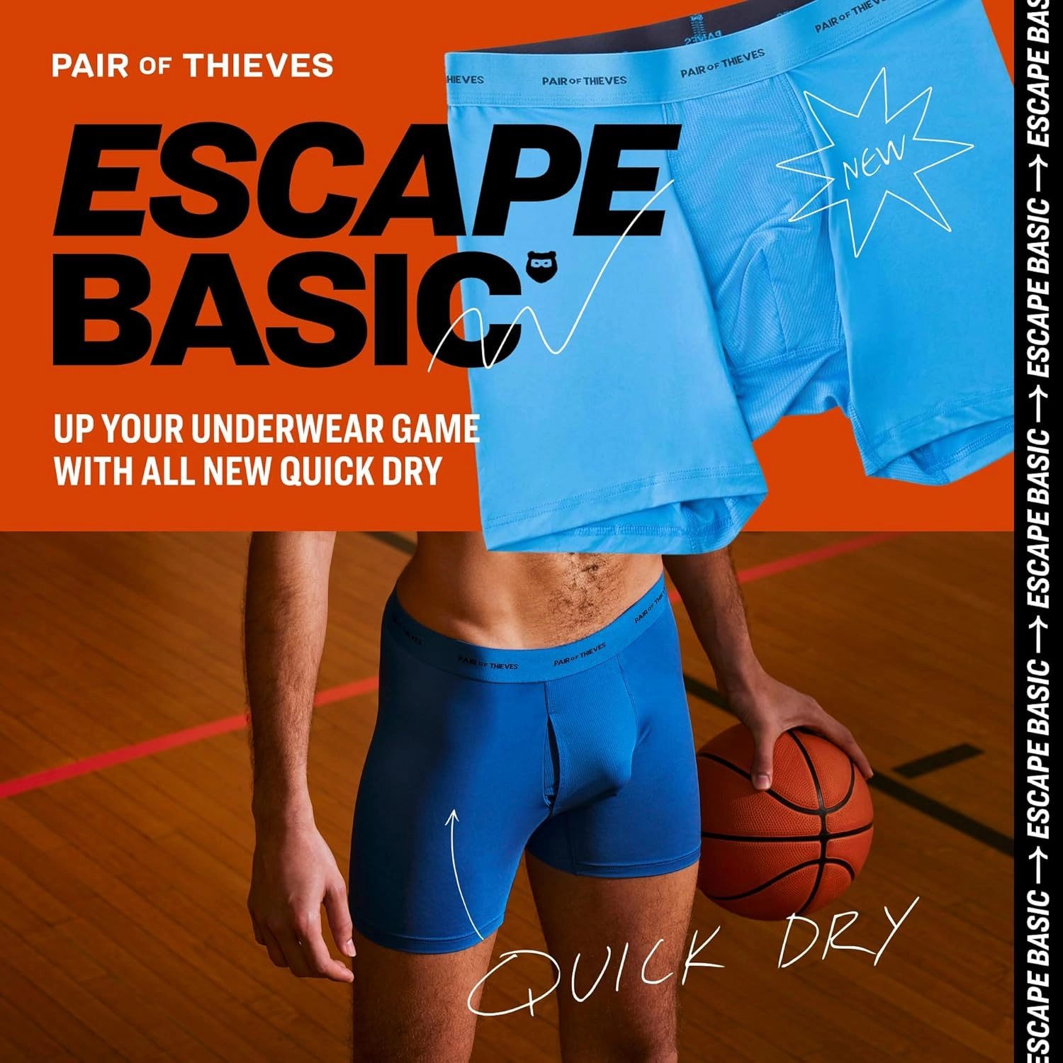 Pair of Thieves Men's Quick Dry Action Blend Boxer Briefs 3 Pack - Moisture-Wicking & Breathable for All-Day Comfort