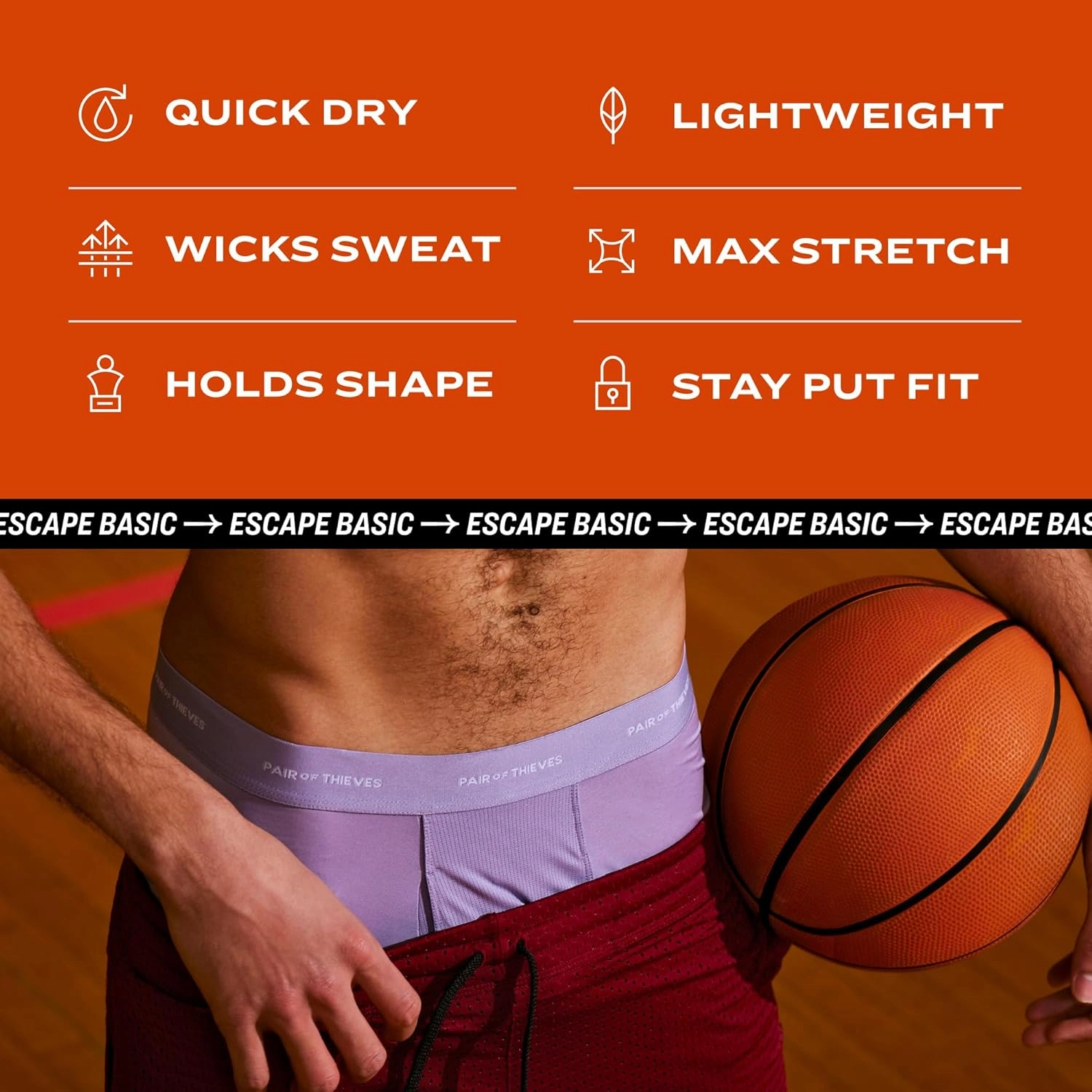Pair of Thieves Men's Quick Dry Action Blend Boxer Briefs 3 Pack - Moisture-Wicking & Breathable for All-Day Comfort