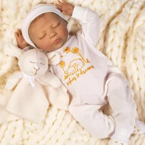 Paradise Galleries 21 Inch Realistic Reborn Newborn Baby Girl Doll in Soft White Outfit with Lovie Lamb Blankie and Accessories Gift Set – Wishes & Dreams