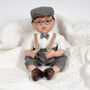 Paradise Galleries Reborn Collector Doll Ping Lau Designer Collection Magnetic Pacifier Bowtie Suspenders Shoes - Dapper Danny