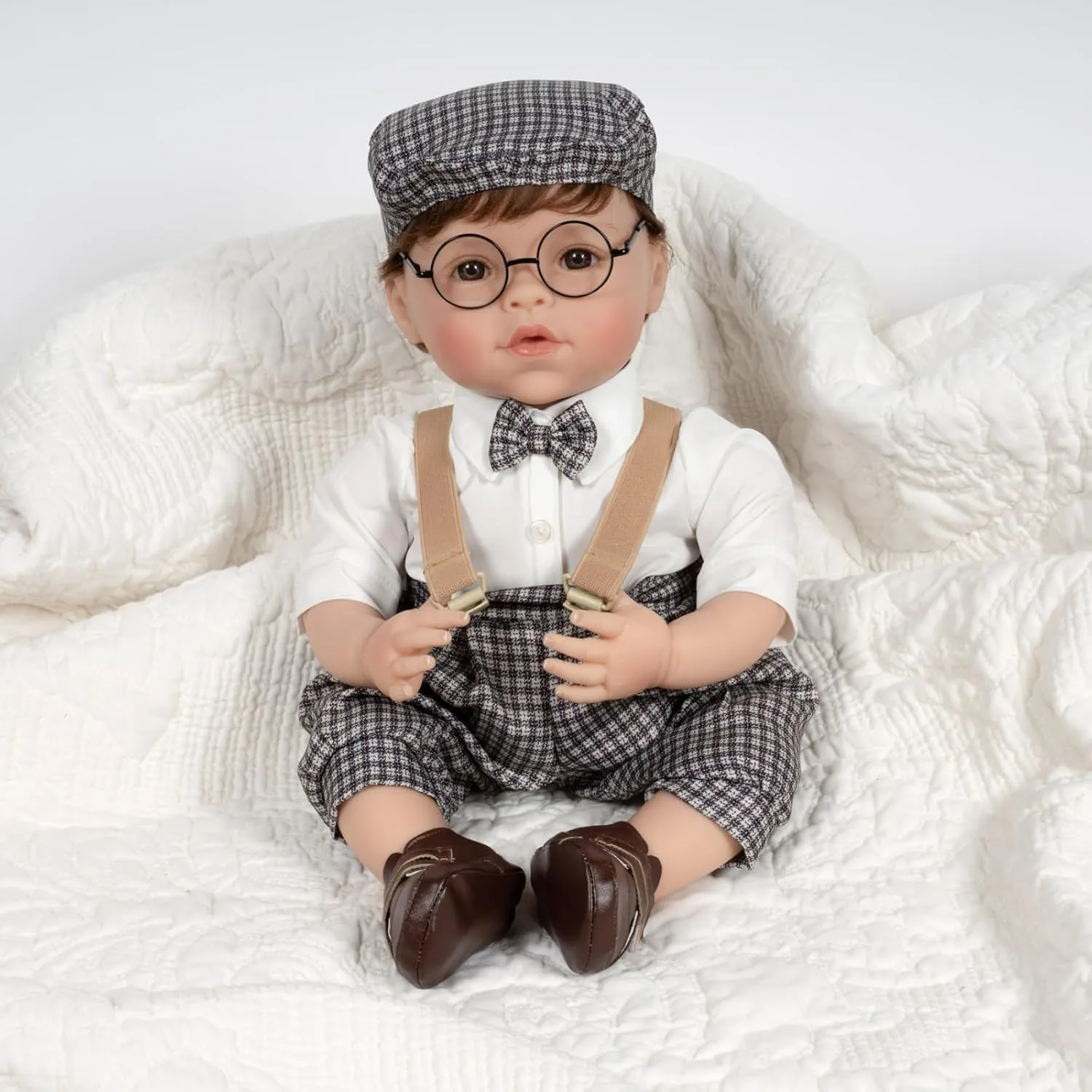 Paradise Galleries Reborn Collector Doll Ping Lau Designer Collection Magnetic Pacifier Bowtie Suspenders Shoes - Dapper Danny