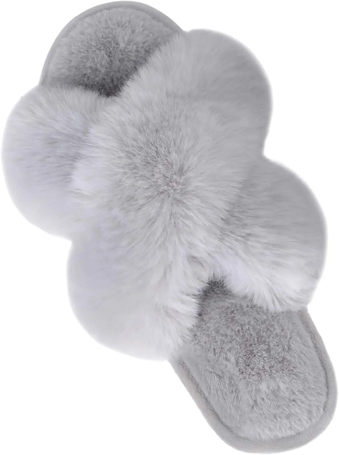 Parlovable Women's Fuzzy Slippers Comfy Cross Band House Shoes Memory Foam Open Toe Indoor Gifts for Ladies