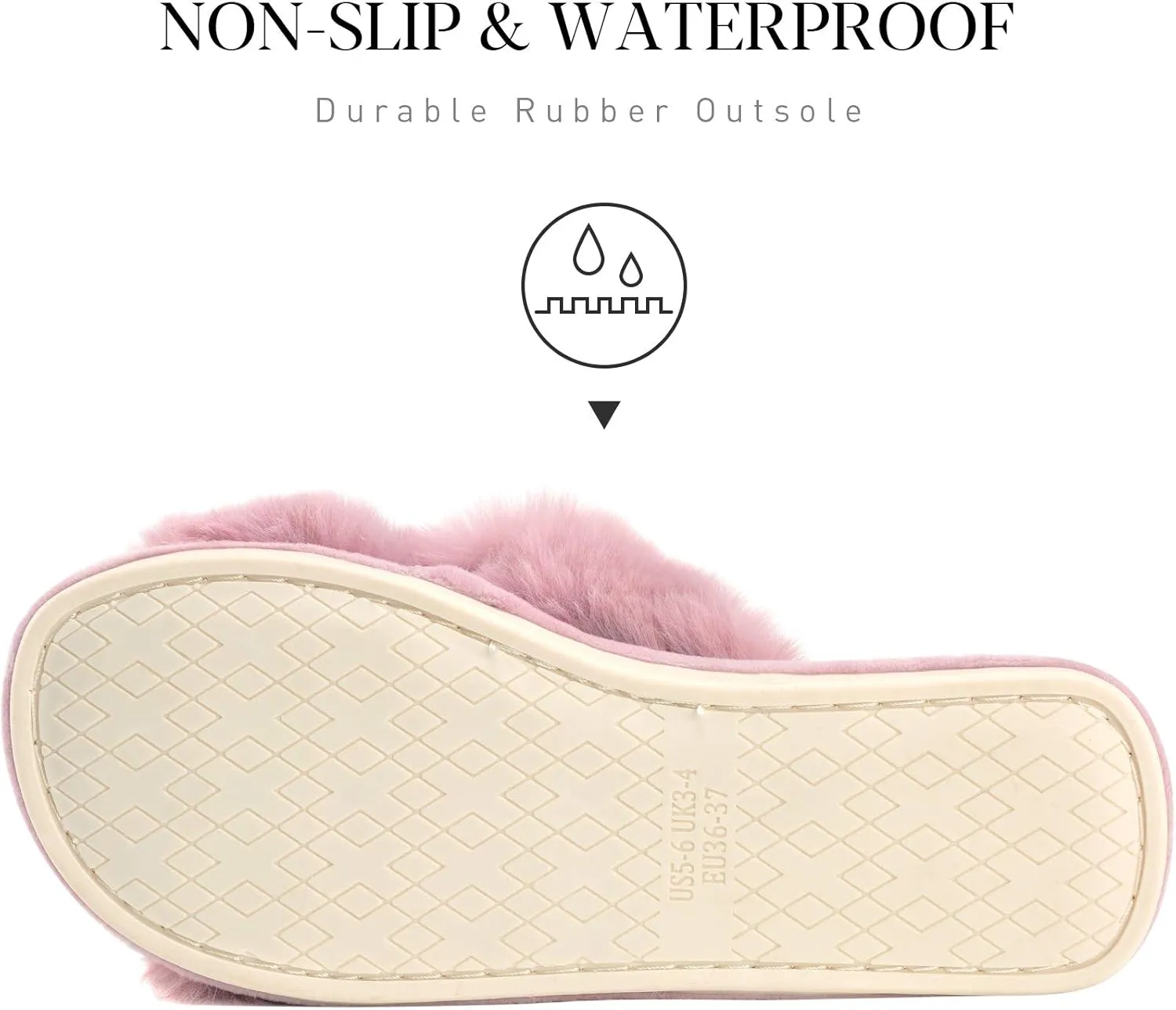 Parlovable Women's Fuzzy Slippers Comfy Cross Band House Shoes Memory Foam Open Toe Indoor Gifts for Ladies