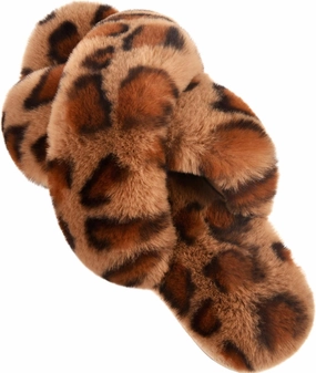 Parlovable Women's Fuzzy Slippers Comfy Cross Band House Shoes Memory Foam Open Toe Indoor Gifts for Ladies