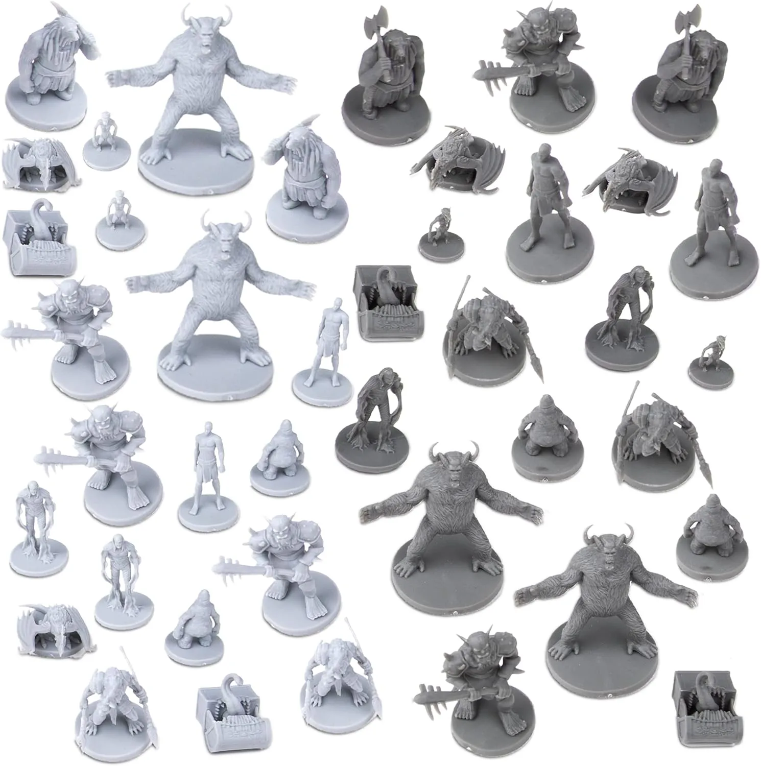 Path Gaming 40 Miniature Monsters Fantasy Tabletop RPG Figures for Dungeons and Dragons, Pathfinder Roleplaying Games. 28MM Scaled Miniatures, 10 Unique Designs, Bulk Unpainted, Great for D&D/DND