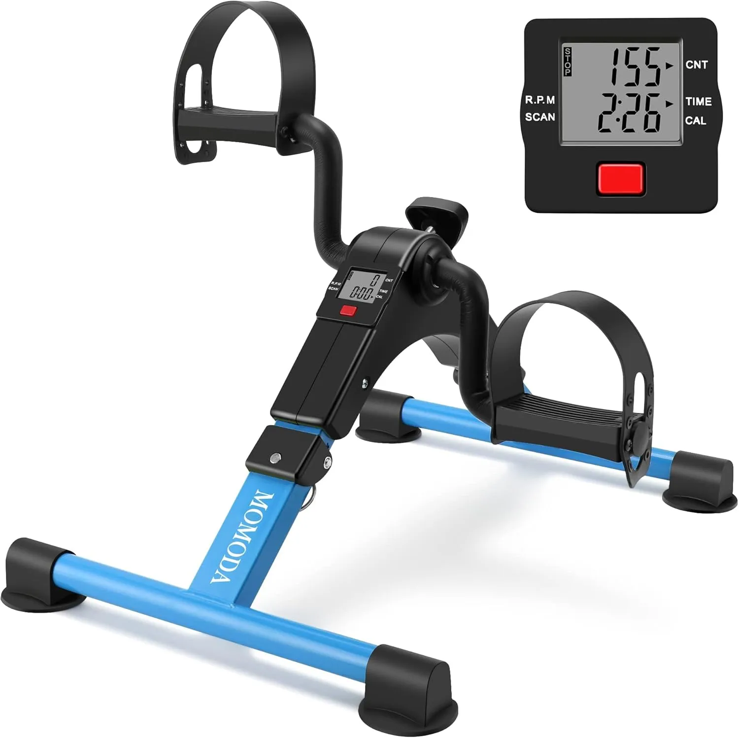 Pedal Exerciser Leg and Arm Exercise Bike with LCD Monitor Foldable (black/blue)