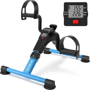 Pedal Exerciser Leg and Arm Exercise Bike with LCD Monitor Foldable (black/blue)