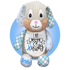 Personalized Cancer Support Bunny – 17” Get Well Soon Stuffed Animal with Custom Ribbon & Message – Chemo Care Package, Recovery Gift for Women, Men, and Kids – Feel Better Get Well Gift by Kikilishop