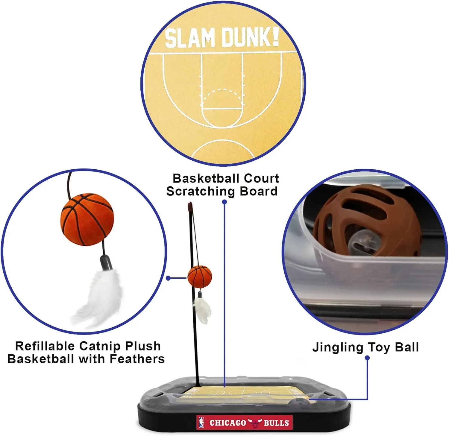 Pets First Chicago Bulls Basketball Cat Scratcher Toy 14 x 11"