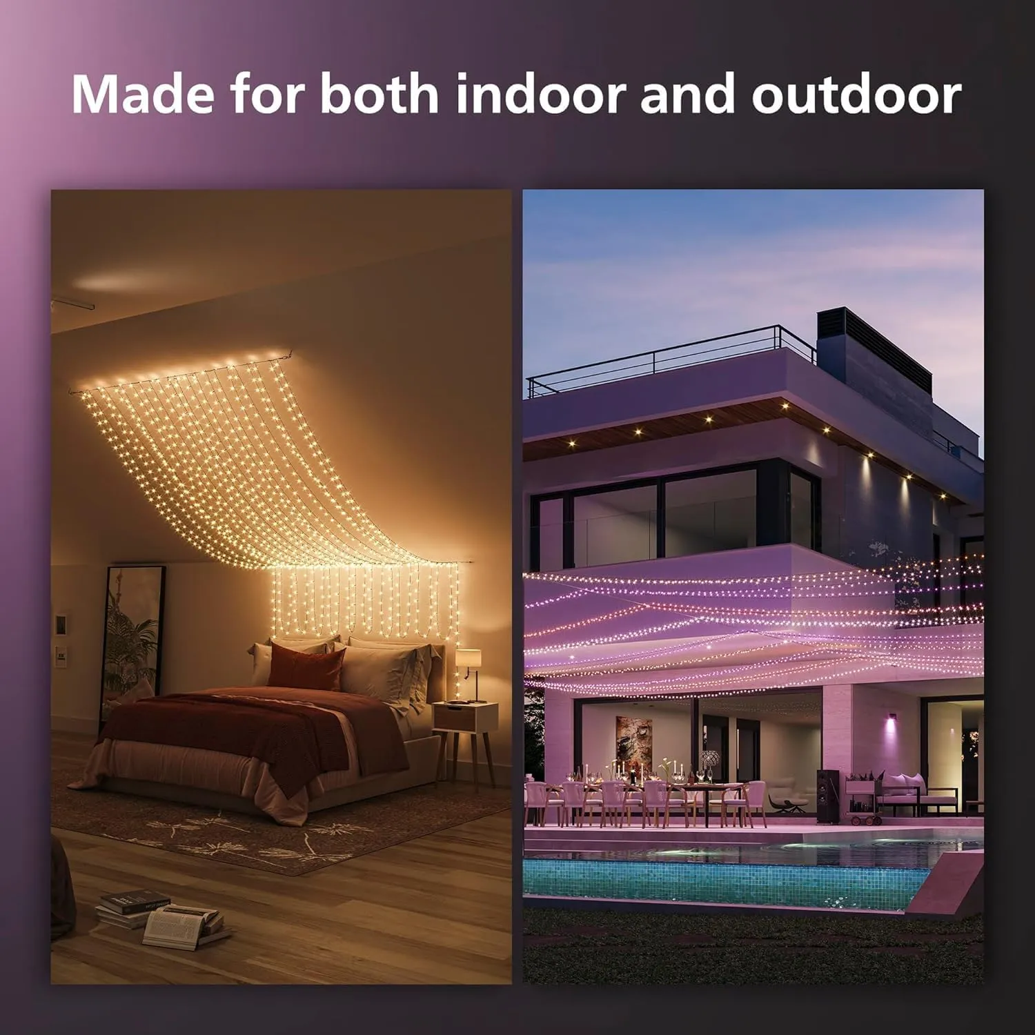 Philips Hue Indoor/Outdoor Holiday 65-Foot Festavia String Lights - 250 Mini Color Changing Smart LEDs - Weatherproof - Control with Hue App - Works with Alexa, Google Assistant and Apple HomeKit