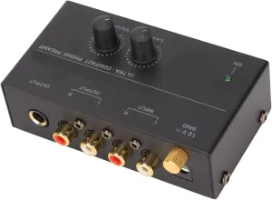 Phono Turntable Preamp, PP500 Mini Phonograph Preamplifier Low Noise Stereo Input Output Knob Control Mini Record Player Preamplifier(US)