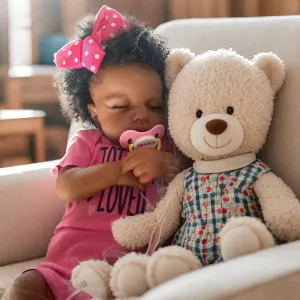 Pinky Reborn Baby Doll Black Girl 20 Inch Realistic Newborn Baby Dolls Realistic African American Reborn Doll Toy with Clothes