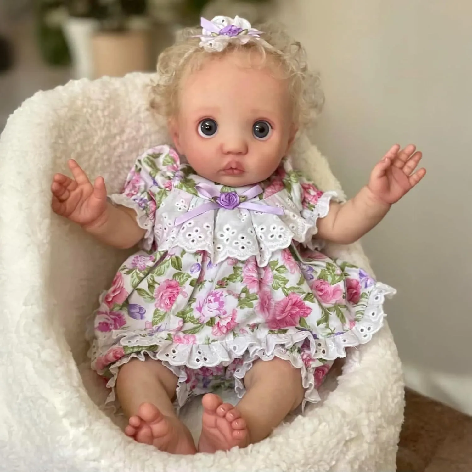 Pinky Reborn Dolls 16inch 42cm Fairy Avatar with Handmade Reborn Baby Dolls Realistic Soft Cloth Body Newborn Baby Doll for Child Age 3 