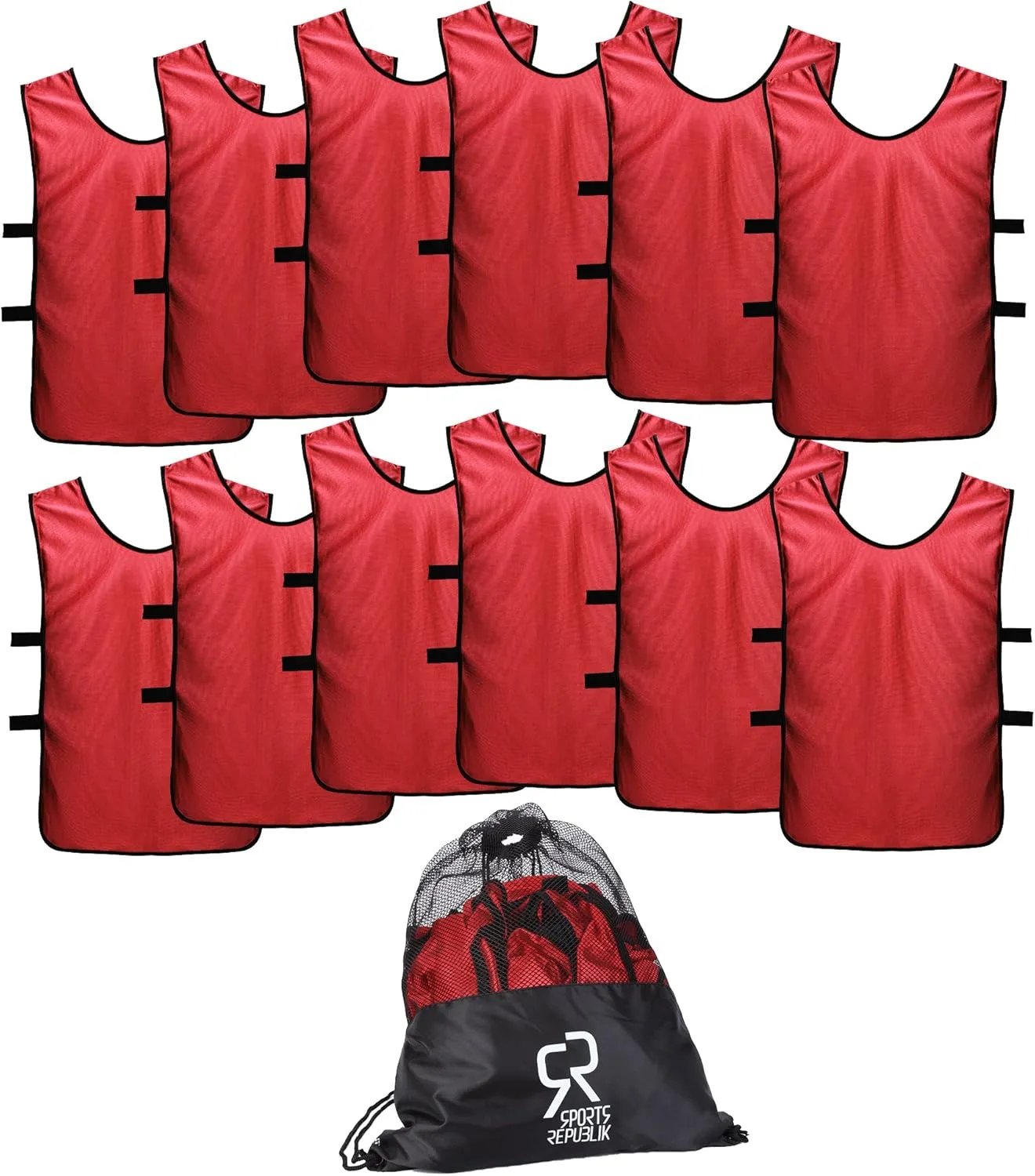 Pinnies Scrimmage Vests for Kids, Youth and Adults (12-Pack) - Soccer Pennies