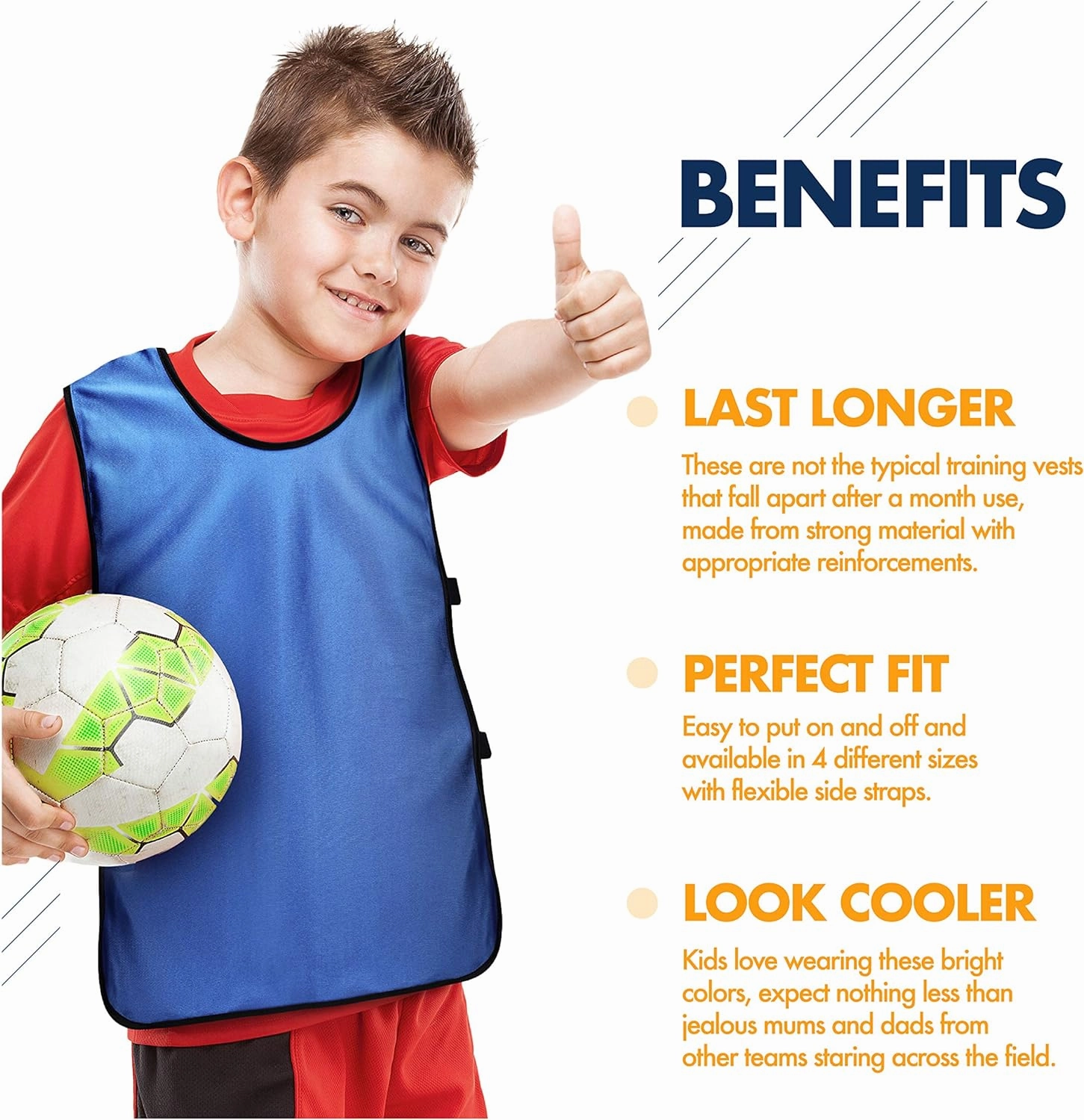 Pinnies Scrimmage Vests for Kids, Youth and Adults (12-Pack) - Soccer Pennies