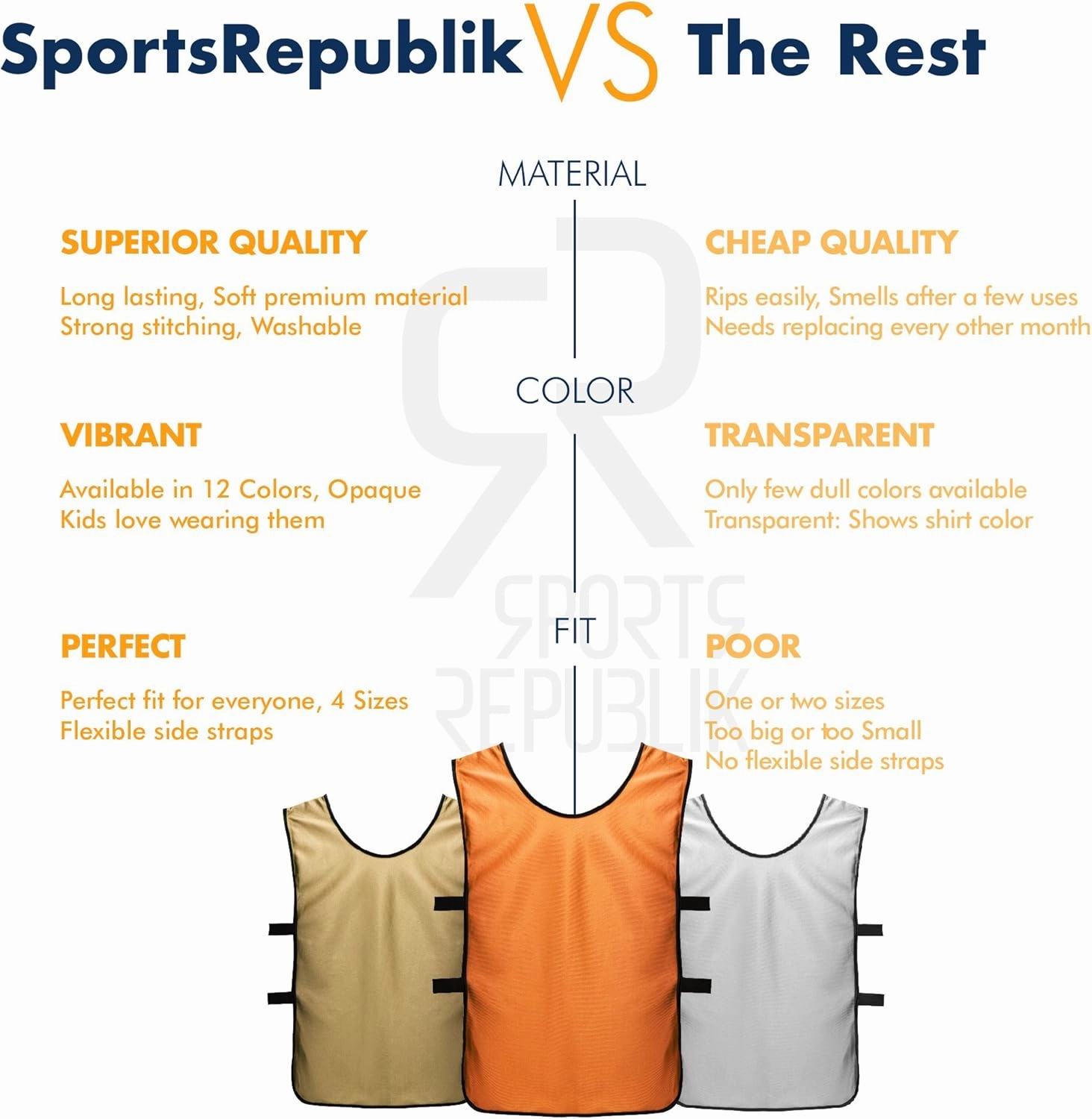 Pinnies Scrimmage Vests for Kids, Youth and Adults (12-Pack) - Soccer Pennies