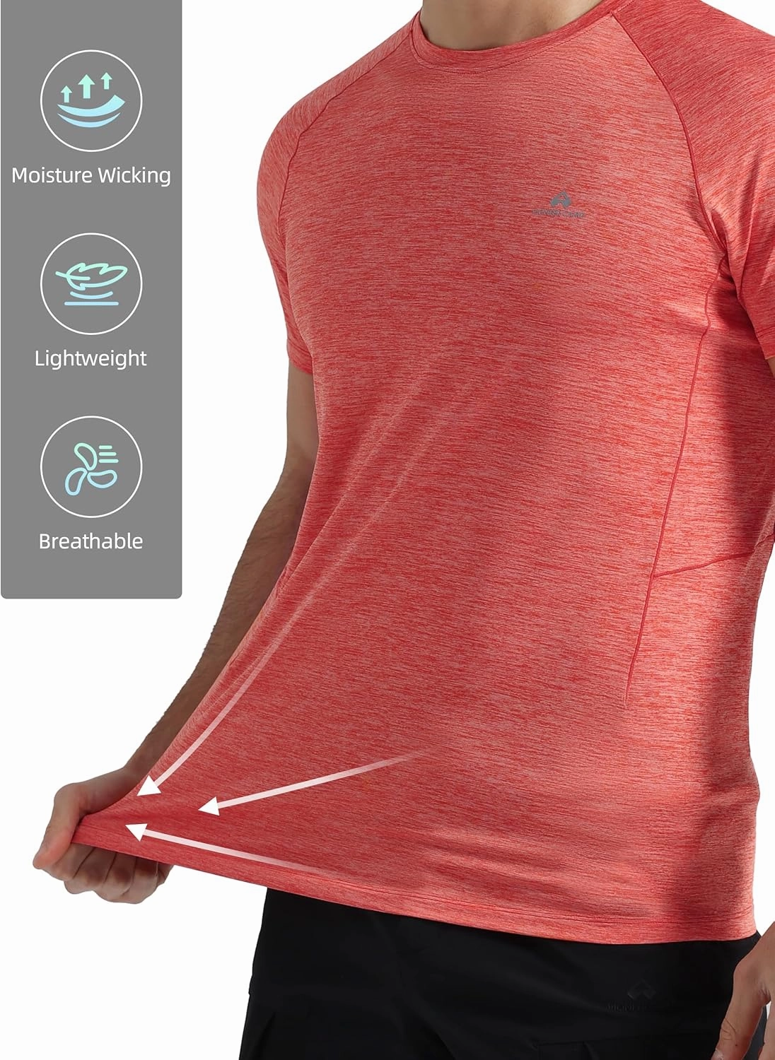 Pioneer Camp Mens Moisture Wicking Running Workout Shirt Performance Athletic T-Shirts UPF 50  Short Sleeve Active Gym Tops