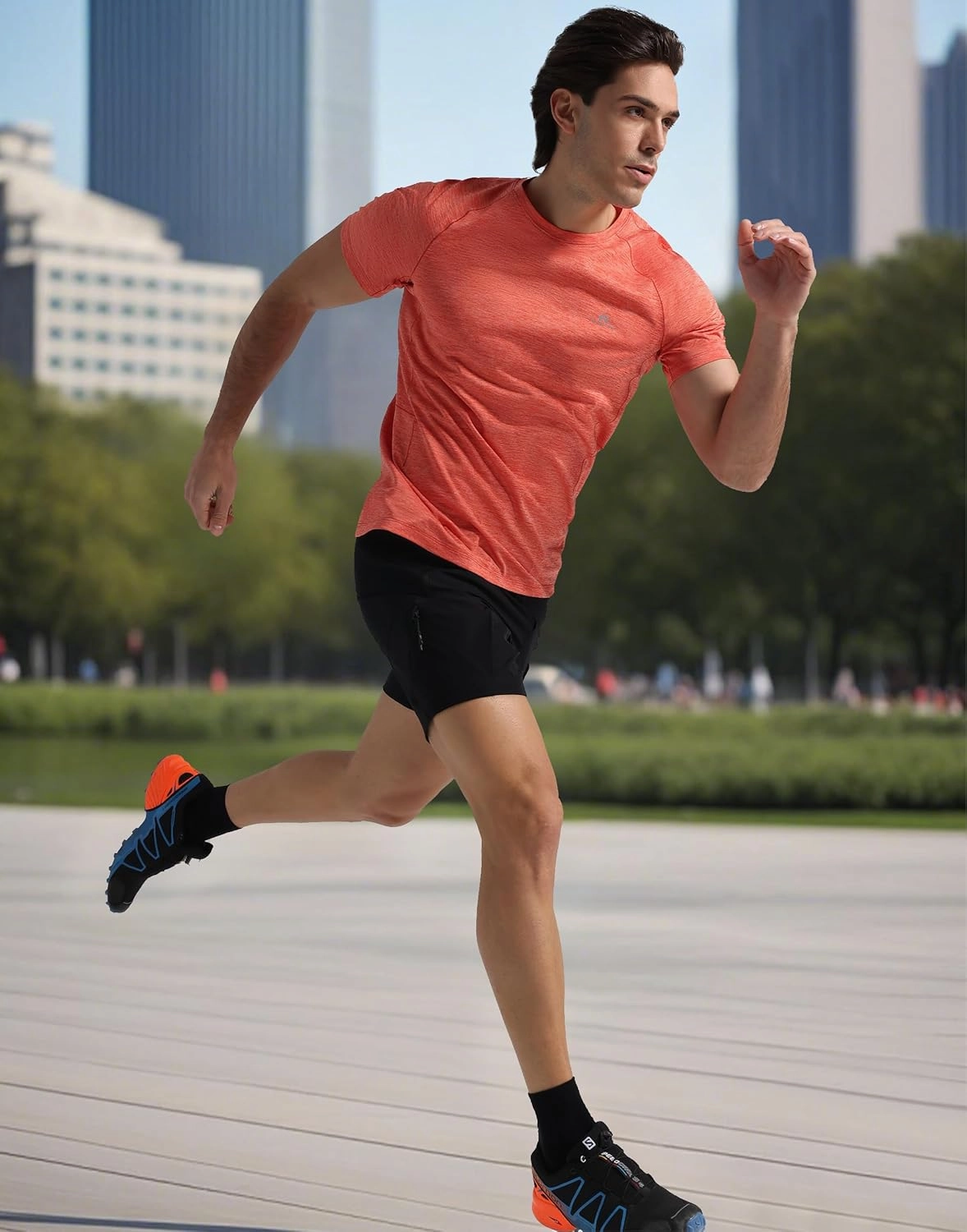 Pioneer Camp Mens Moisture Wicking Running Workout Shirt Performance Athletic T-Shirts UPF 50  Short Sleeve Active Gym Tops